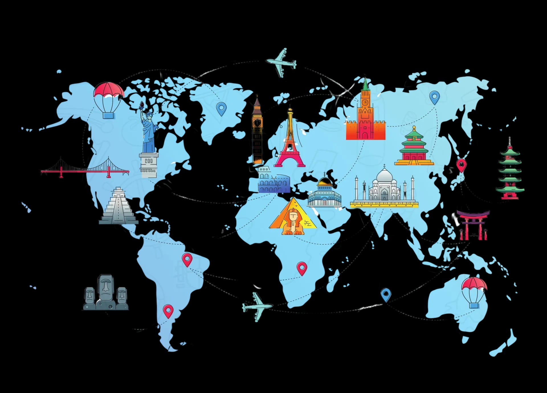 World map illustrating global MICE programme reach